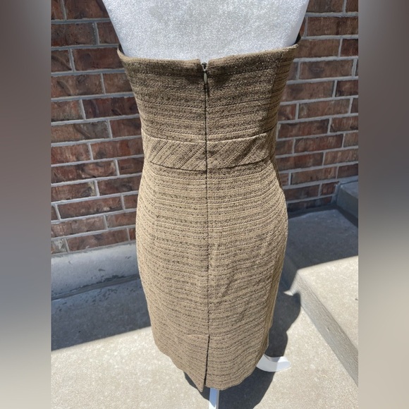 Trina Turk - Olive Tweed Strapless Sheath Dress Sz 4 - Picture 4 of 10